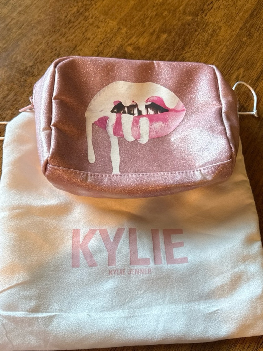 Kylie Cosmetics Pink Shimmer Lip Print Makeup Pouch